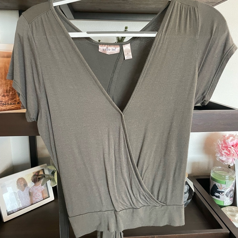 Lush Olive Wrap Blouse